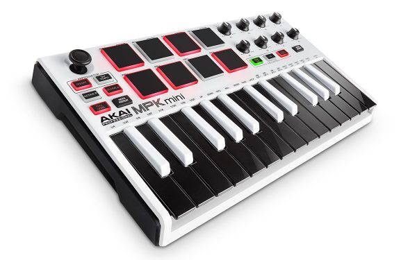 Akai Professional MPK MINI MKII LE White | 25-Key Portable USB MIDI Keyboard With 8 Backlit Performance-Ready Pads, 8-Assignable Q-Link Knobs & Software Package Included - Limited Edition